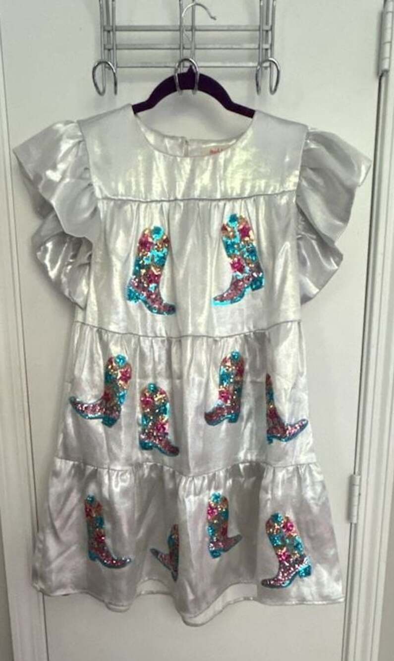 Peach Love California She's Gone Country Dress with Sequin Boots